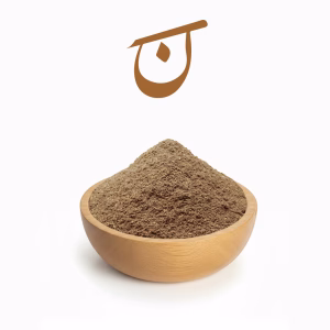 پودر زنیان سبز و معطر با قاشق چوبی