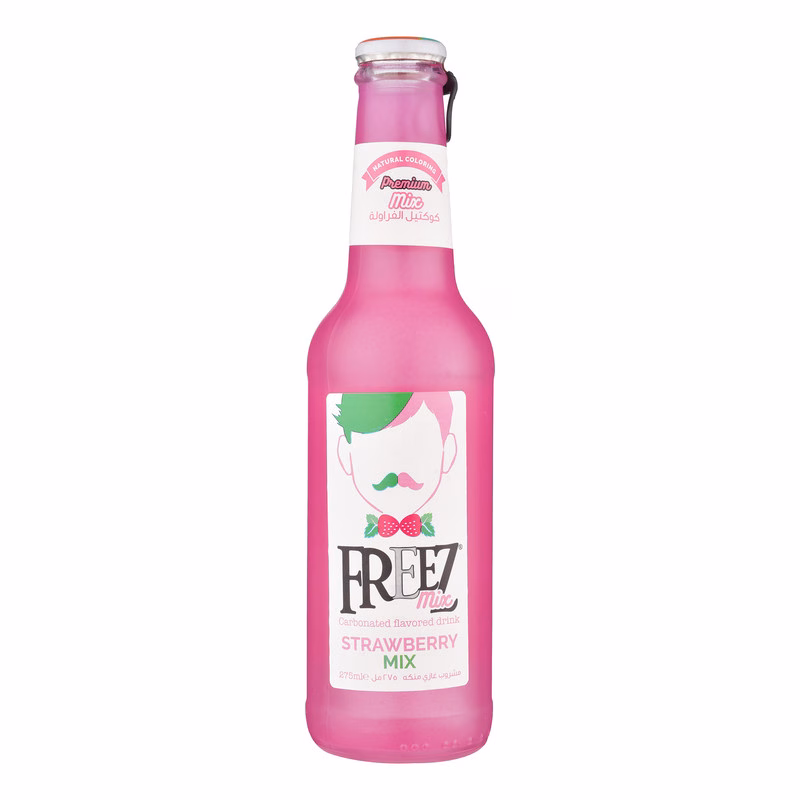 نوشیدنی گازدار فریز با طعم توت فرنگی ۲۷۵ میلیلیتر، مناسب برای رفع تشنگی. نوشیدنی گازدار فریز با طعم توت فرنگی ۲۷۵ میلیلیتر، مناسب برای رفع تشنگی.