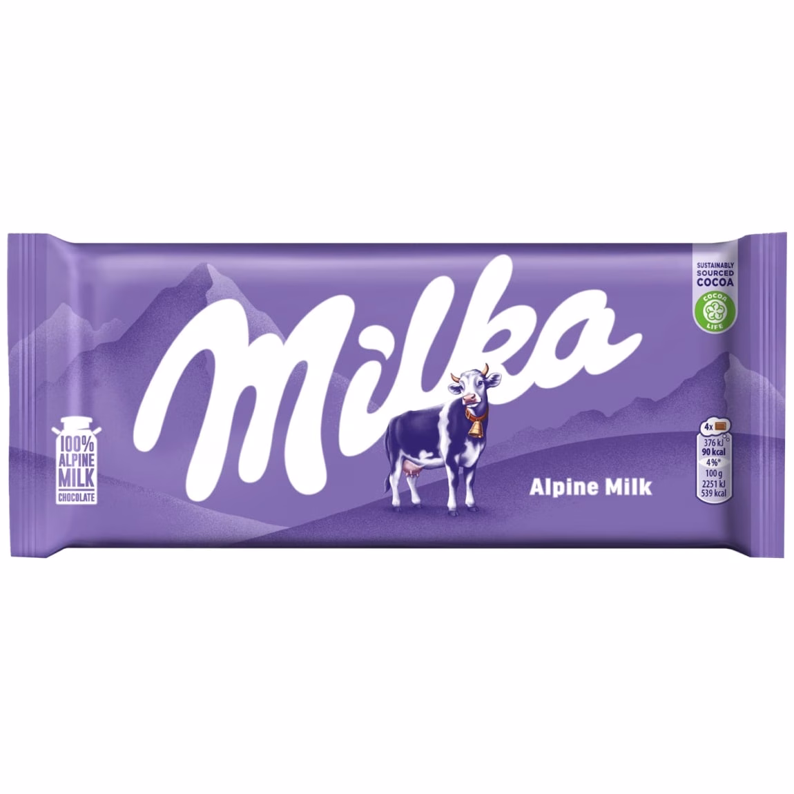 314711-milka-alpine-milk-100g شکلات Milka Alpine Milk با طعم شکلات شیری و شیر تازه کوههای آلپ