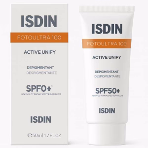 ضد آفتاب ایزدین اکتیو یونیفای بدون رنگ SPF50 حجم 50 میل.