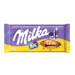 شکلات Milka Tuc با شکلات شیری و بیسکویت کراکر نمکی