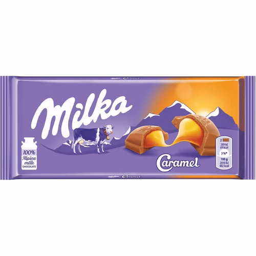 Milka-caramel-100g-chocolate-bar-imported-wholesale شکلات Milka Caramel با شکلات شیری و مغز کارامل نرم