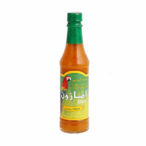 بطری سس انبه تند و شیرین آمازون ۹۹ میلی‌لیتر با تصویر طوطی