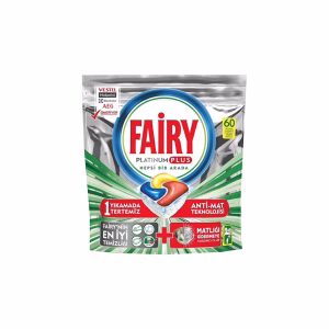 قرص ماشین ظرفشویی فیری پلاتینیوم پلاس 60 عددی برای پاکیزگی و درخشش ظروف