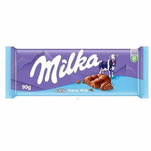 شکلات Milka Bubbly Alpine Milk با بافت حباب‌دار و طعم شکلات شیری آلپی