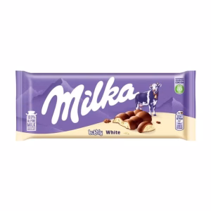 شکلات Milka Bubbly White با روکش شکلات شیری و مغز شکلات سفید حباب‌دار