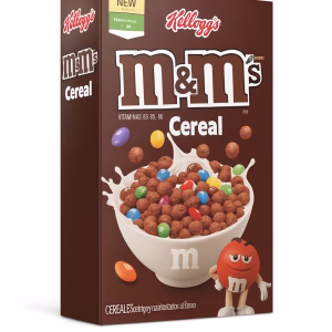 جعبه غلات صبحانه کلاگز ام‌اندامز با تکه‌های شکلات M&M's.