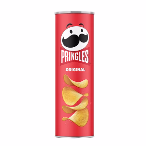 قوطی چیپس پرینگلز اورجینال، میان‌وعده ترد و خوش‌طعم سیب‌زمینی.