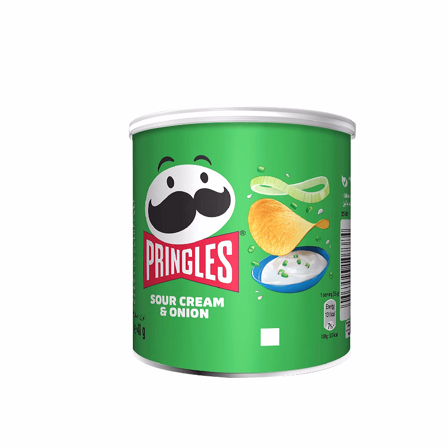pringles-sourcream-mini چیپس پرینگلز خامه ترش و پیاز در بستهبندی سبز رنگ ۴۰ گرمی