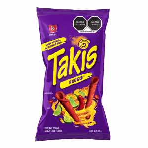 چیپس ذرت رول شده تاکیس فویگو طعم فلفل و لیمو ۲۰۰ گرمی.