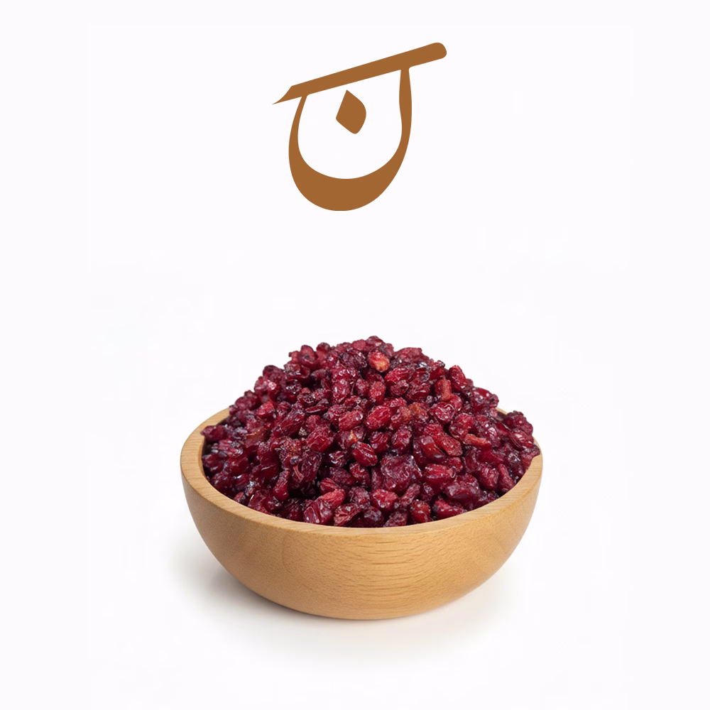 زرشک پفکی لوکس 93083 کاسه چوبی زرشک پفکی لوکس قرمز و درخشان ایرانی