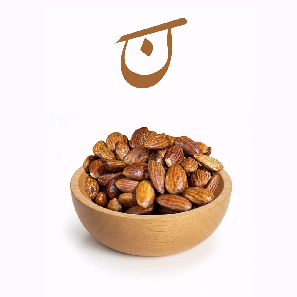 مغز بادام نمکی 93058لیمویی کاسه چوبی مغز بادام نمکی لیمویی بو داده