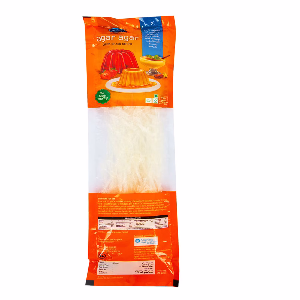 پشه بسته آگار آگار نواری مرون ۲۵ گرمی، جایگزین ژلاتین گیاهی