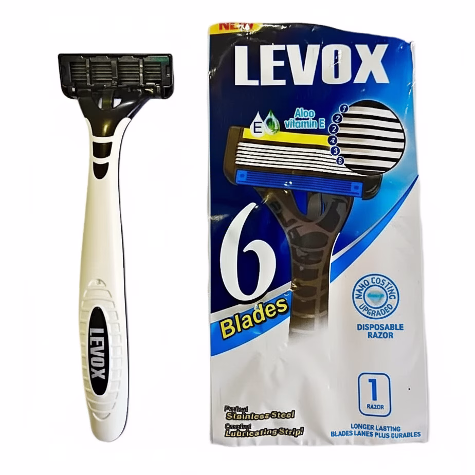 ژیلت 6 لبه LEVOX با تیغههای استیل ضد زنگ ژیلت 6 لبه LEVOX با تیغههای استیل ضد زنگ