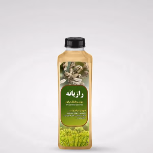 بطری عرق رازیانه نون والقلم اوز با تصویر گیاه رازیانه