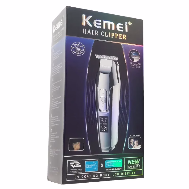 ریش تراش کیمی KM-5027 با نمایشگر LCD و بدنه نقرهای ریش تراش کیمی KM-5027 با نمایشگر LCD و بدنه نقرهای