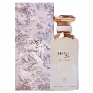 ادکلن فروست آیس احمد 100 میل، بطری شیک سفید و مسی.