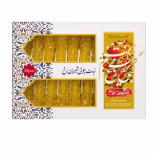 جعبه نبات چوبی شیرین رخ زرد زعفرانی 20 عددی