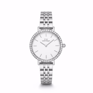 ساعت مچی زنانه دنیل ولینگتون نقره‌ای با نگین‌های درخشان