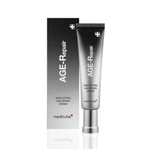 تصویری از کرم ضد چروک و لیفتینگ قوی ایج ریپیر مدیکیوپ (Medicube Age-Repair Deep Lifting Age Repair Cream) به همراه جعبه آن.