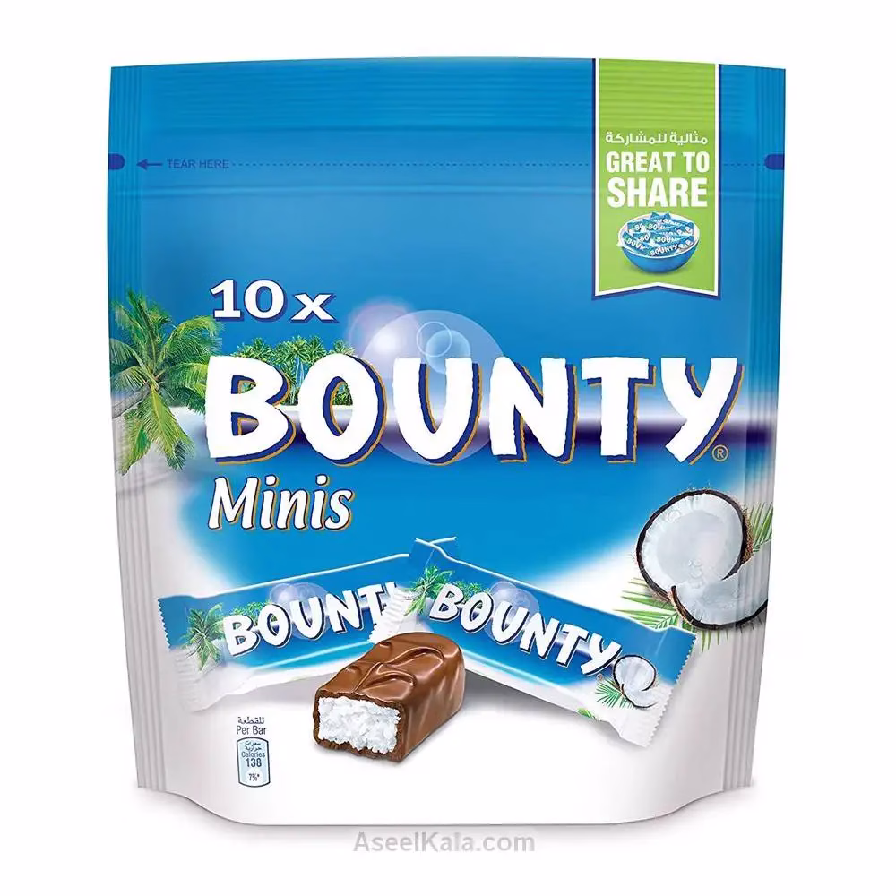شکلات بونتی مینی پاکتی ۲۸۵ گرم Bounty Mini Chocolate Pouch 285g