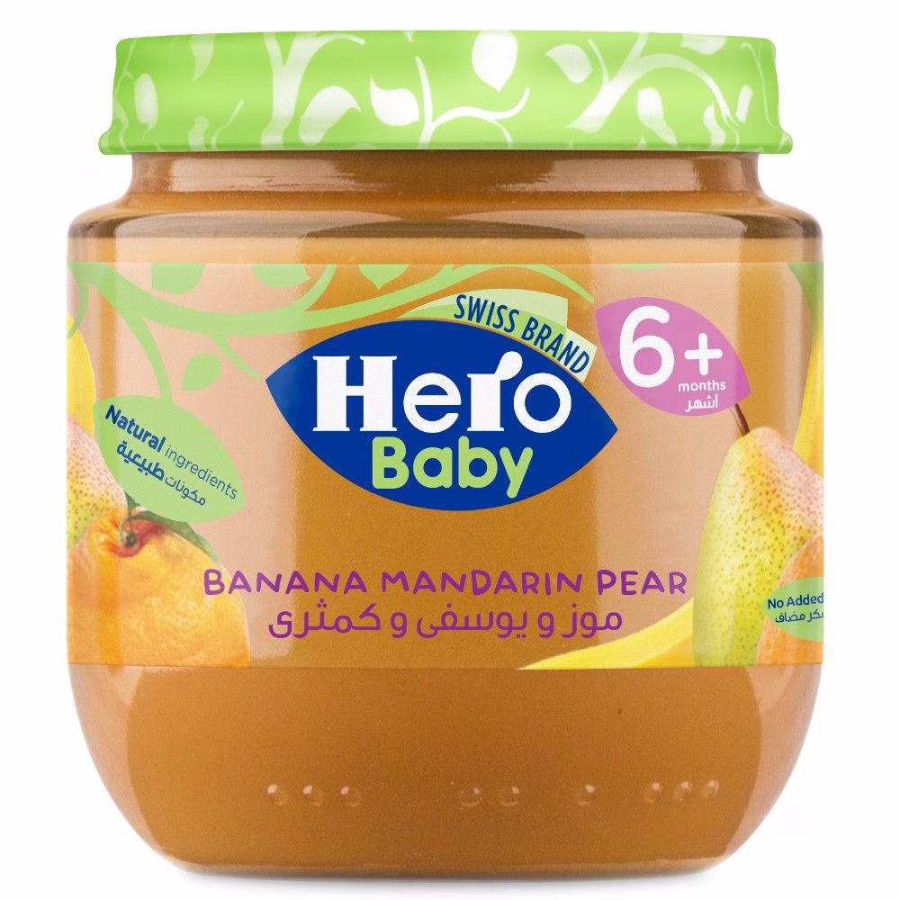 پودینگ نارنگی گلابی موز 120گرم بیبی هیرو Baby Hero Tangerine Pear Banana Pudding 120g
