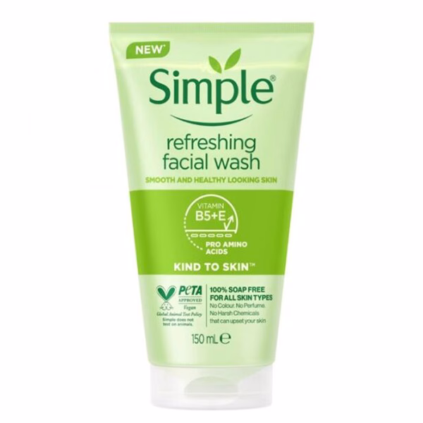 ژل شستشوی صورت سیمپل مدل Kind To Skin Refreshing حجم ۱۵۰ میلیلیتر Simple Kind To Skin Refreshing Facial Wash Gel 150ml