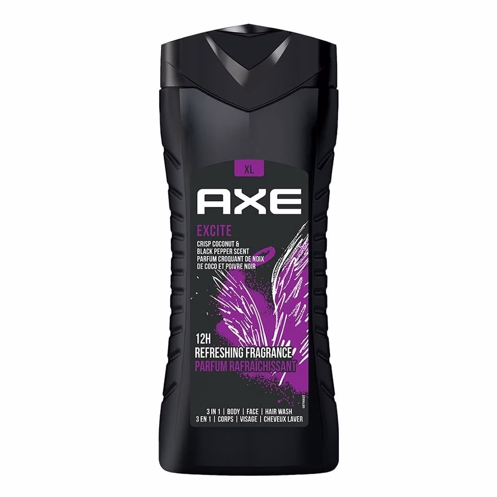 شامپو بدن و موی 3 کاره اکس مدل Excite حجم 400 میلیلیتر (بنفش) Axe Excite 3-in-1 Shampoo, Conditioner & Body Wash, 400ml