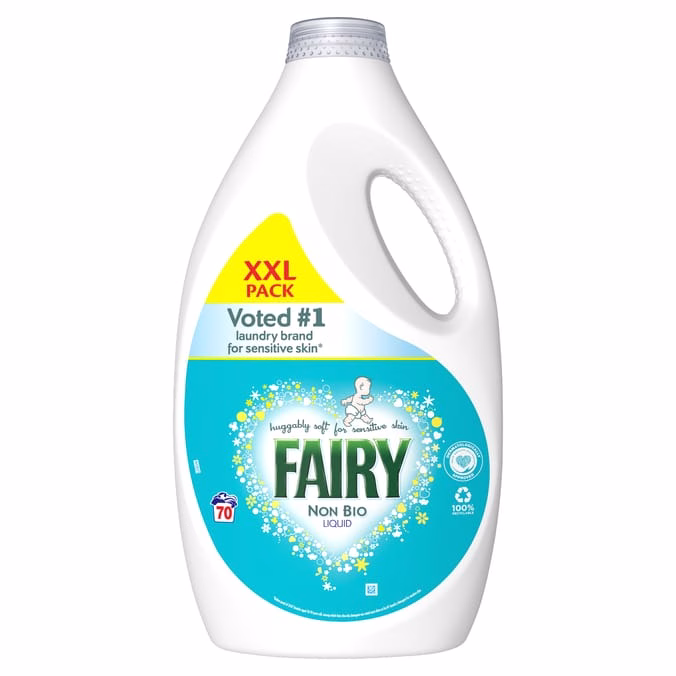 مایع لباسشویی فیری مدل Non-Bio (غیربیولوژیک) مخصوص پوست حساس، بسته XXL – 70 شستشو