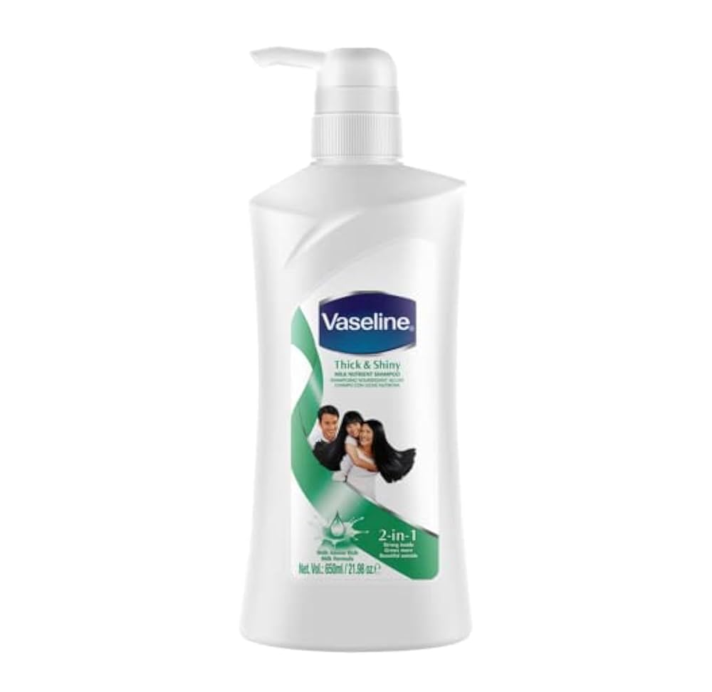شامپو 2 در 1 وازلین Vaseline مدل Thick & Shiny تقویت کننده و حجم دهنده مو