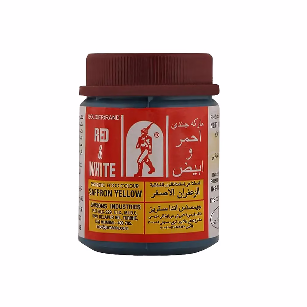 رنگ خوراکی زعفرانی جندی احمر ابیض 100 گرم