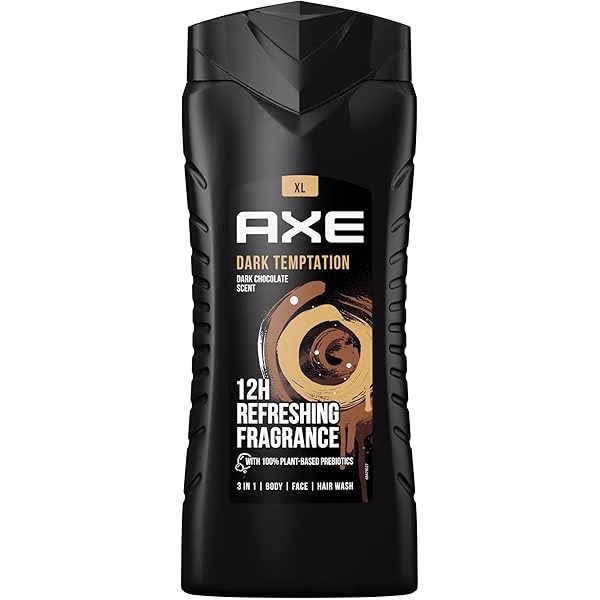شامپو بدن، صورت و مو (3 کاره) مردانه اکس دارک تمپتیشن با رایحه شکلات تلخ 400 میل Axe Dark Temptation 3-in-1 Body, Face & Hair Wash with Dark Chocolate Scent 400ml